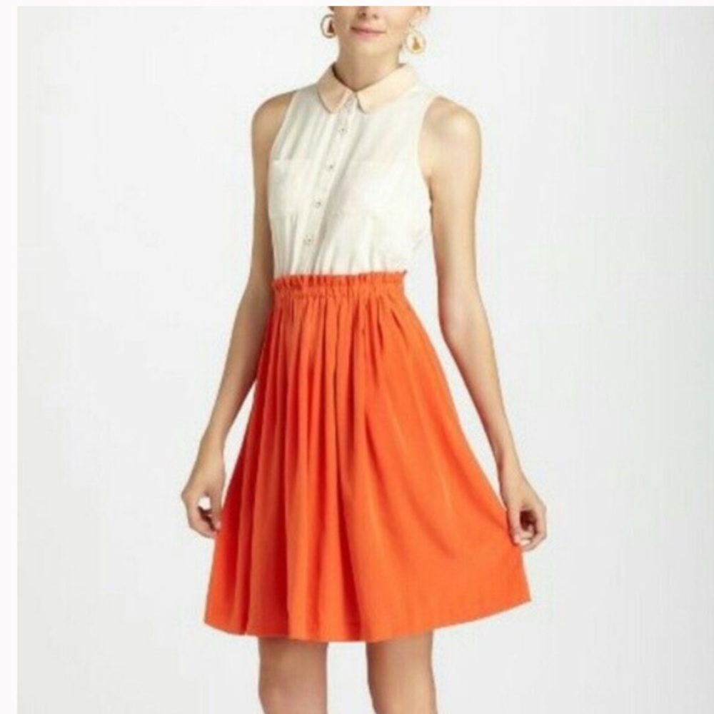 Anthropologie orange and cream dress